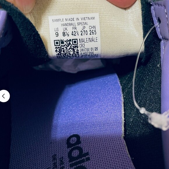 Rare Sample Tag Adidas Handball Spezial Blk Silver Purple 9 US 8.5 UK 42 2/3 EUR main image 7